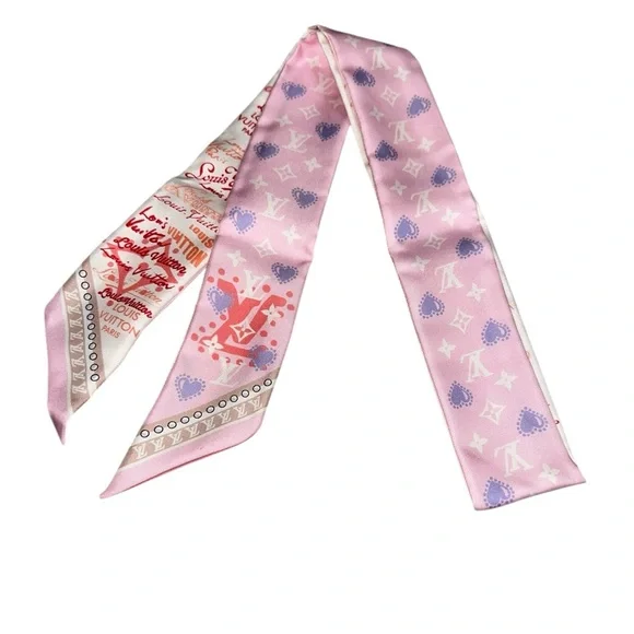 LOUIS VUITTON RARE REVERSIBLE 100% SILK BANDEAU SCARF W/ COA - Picture 2 of 11